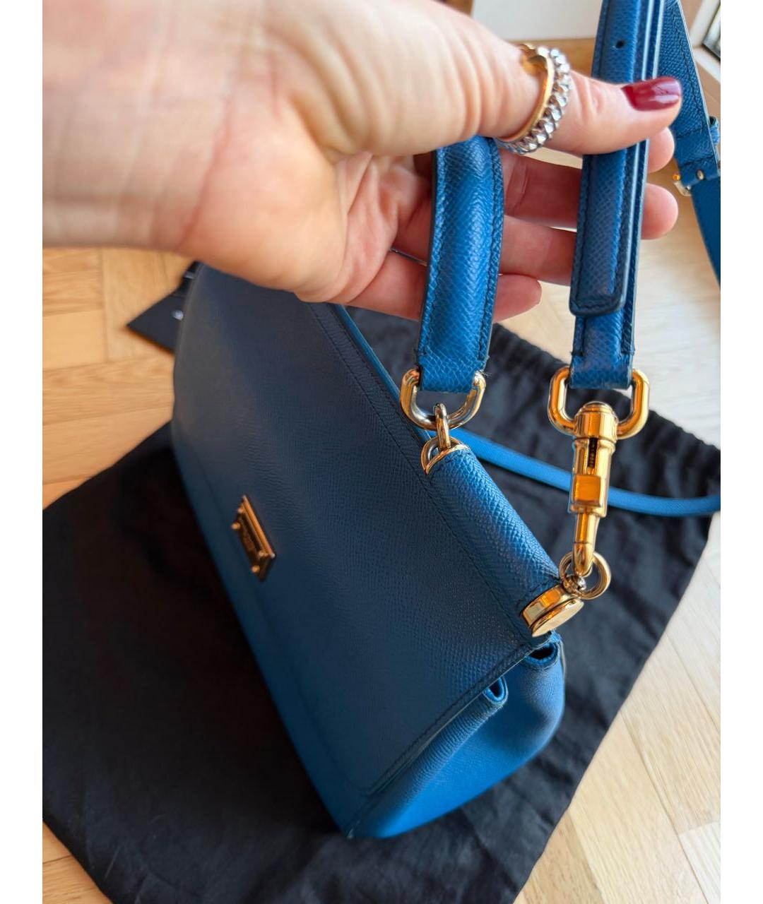 DOLCE&GABBANA Синяя кожаная сумка через плечо, фото 7