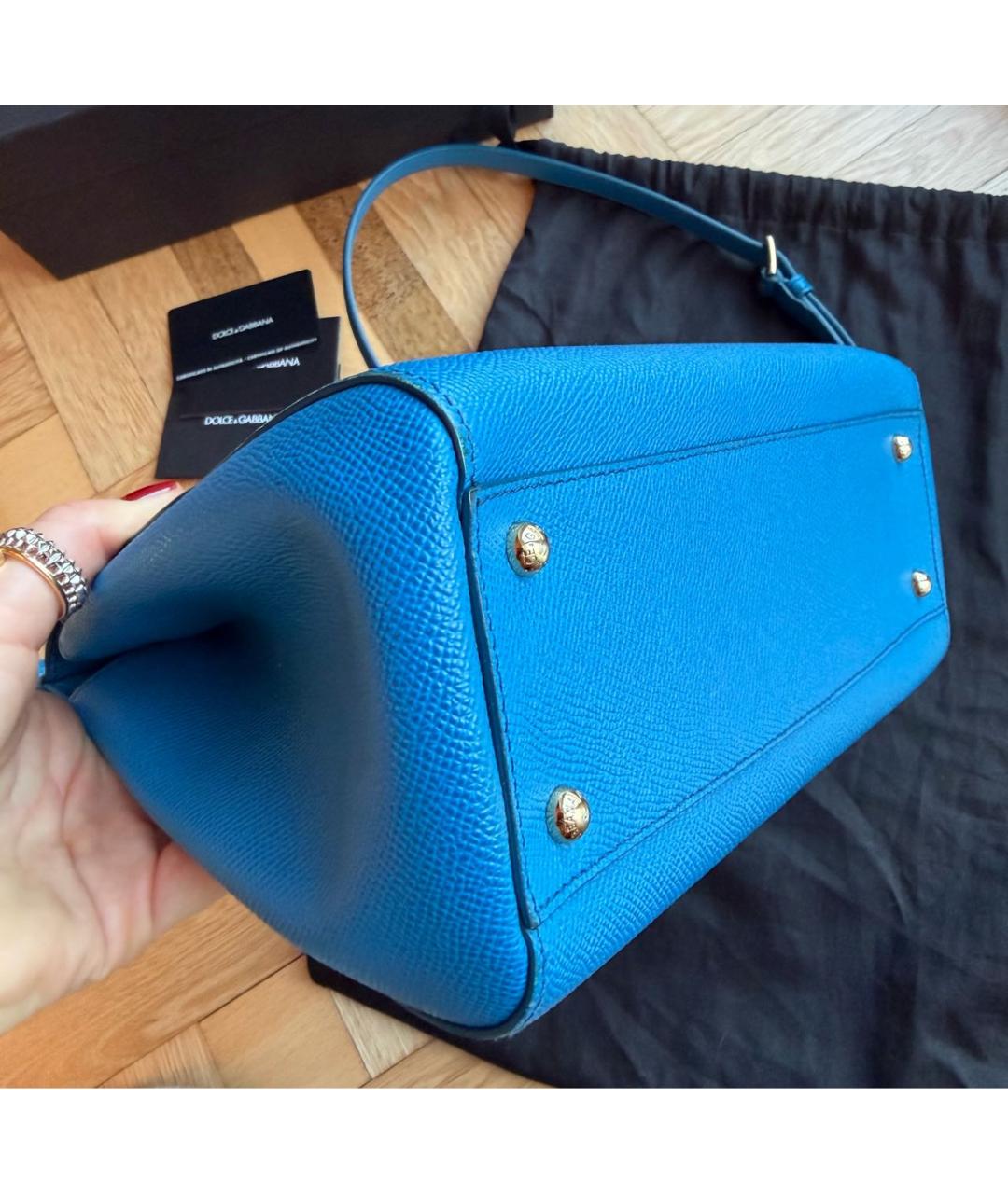 DOLCE&GABBANA Синяя кожаная сумка через плечо, фото 5