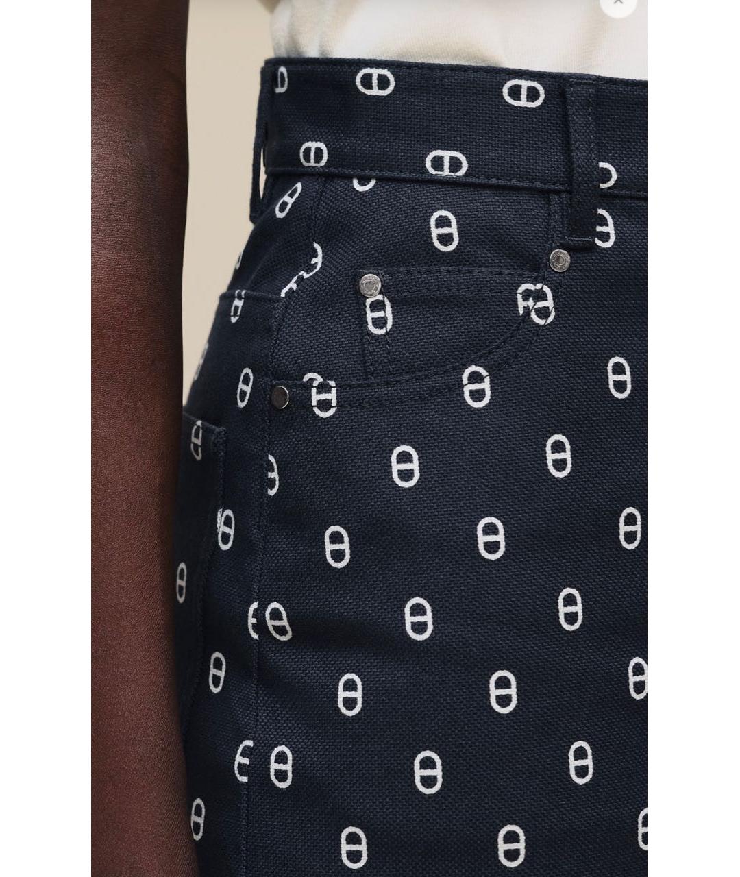 HERMES Темно-синие хлопковые джинсы слим, фото 3