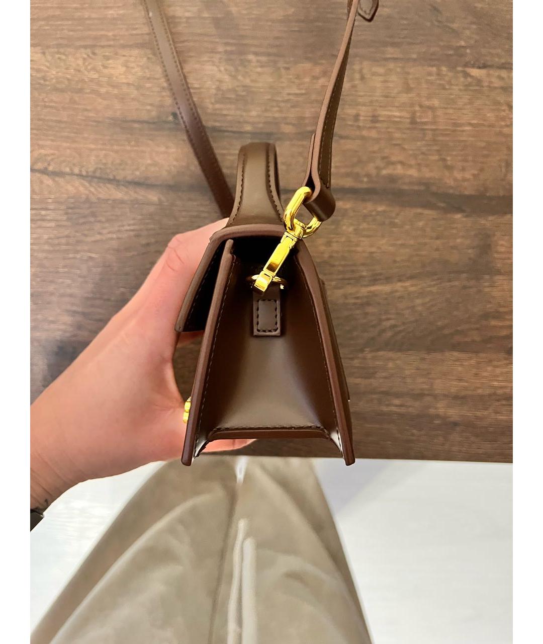 JACQUEMUS Коричневая кожаная сумка через плечо, фото 3