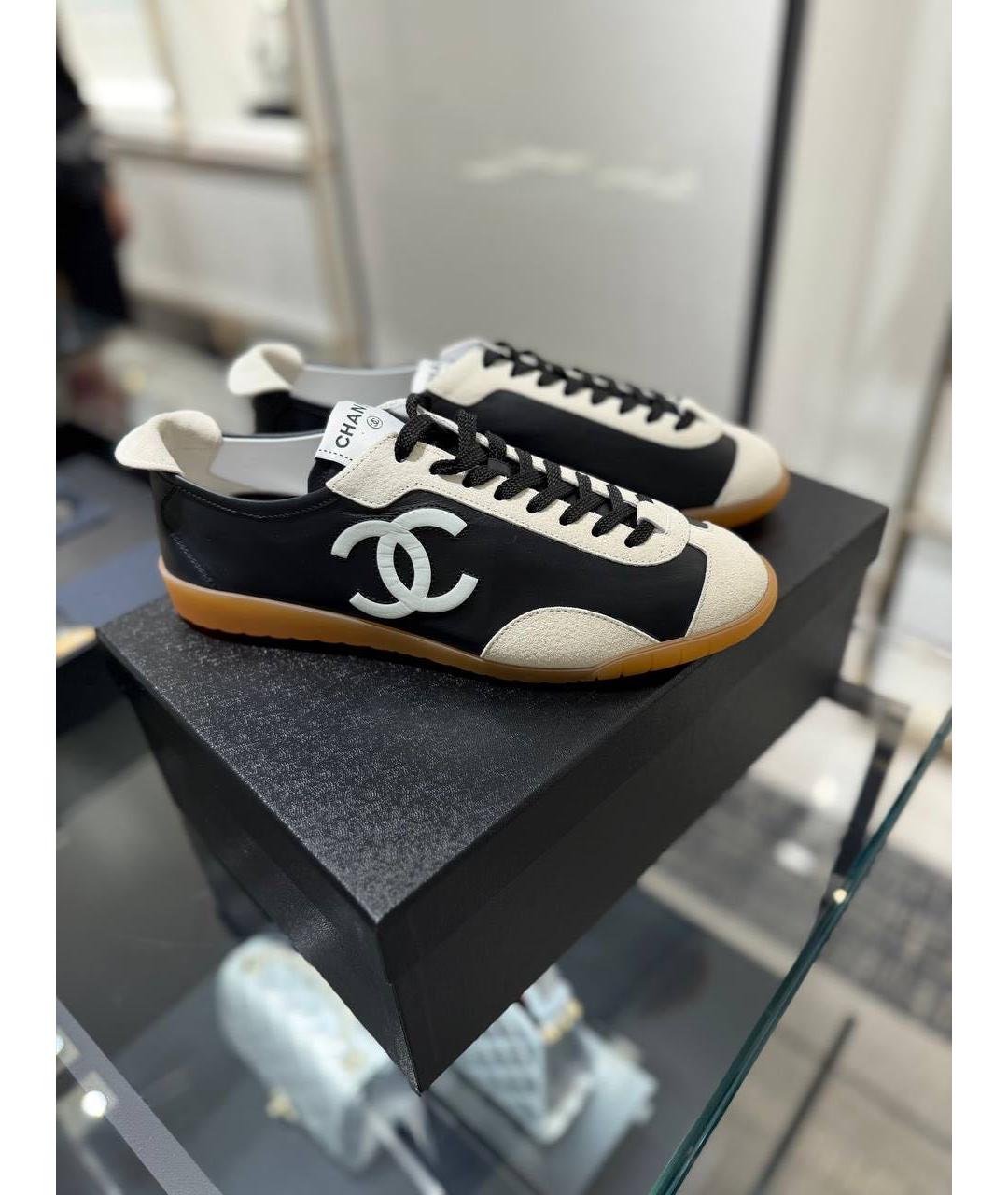 CHANEL Черные кожаные кеды, фото 2