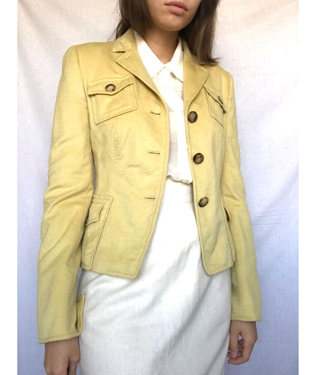 AKRIS PUNTO Желтый шерстяной жакет/пиджак, фото 4