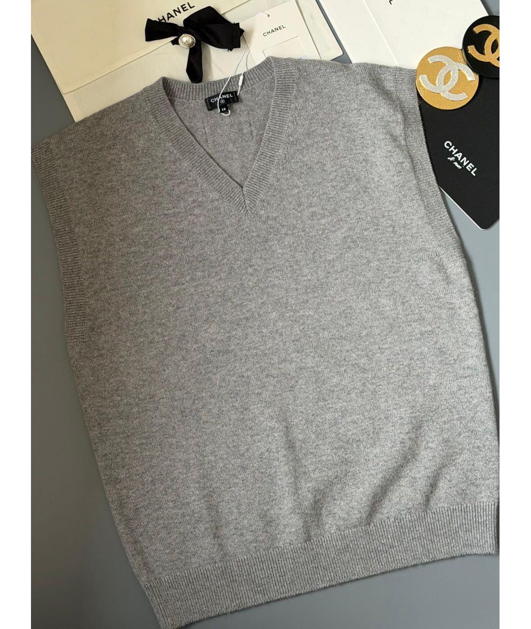 CHANEL Серый жилет, фото 4