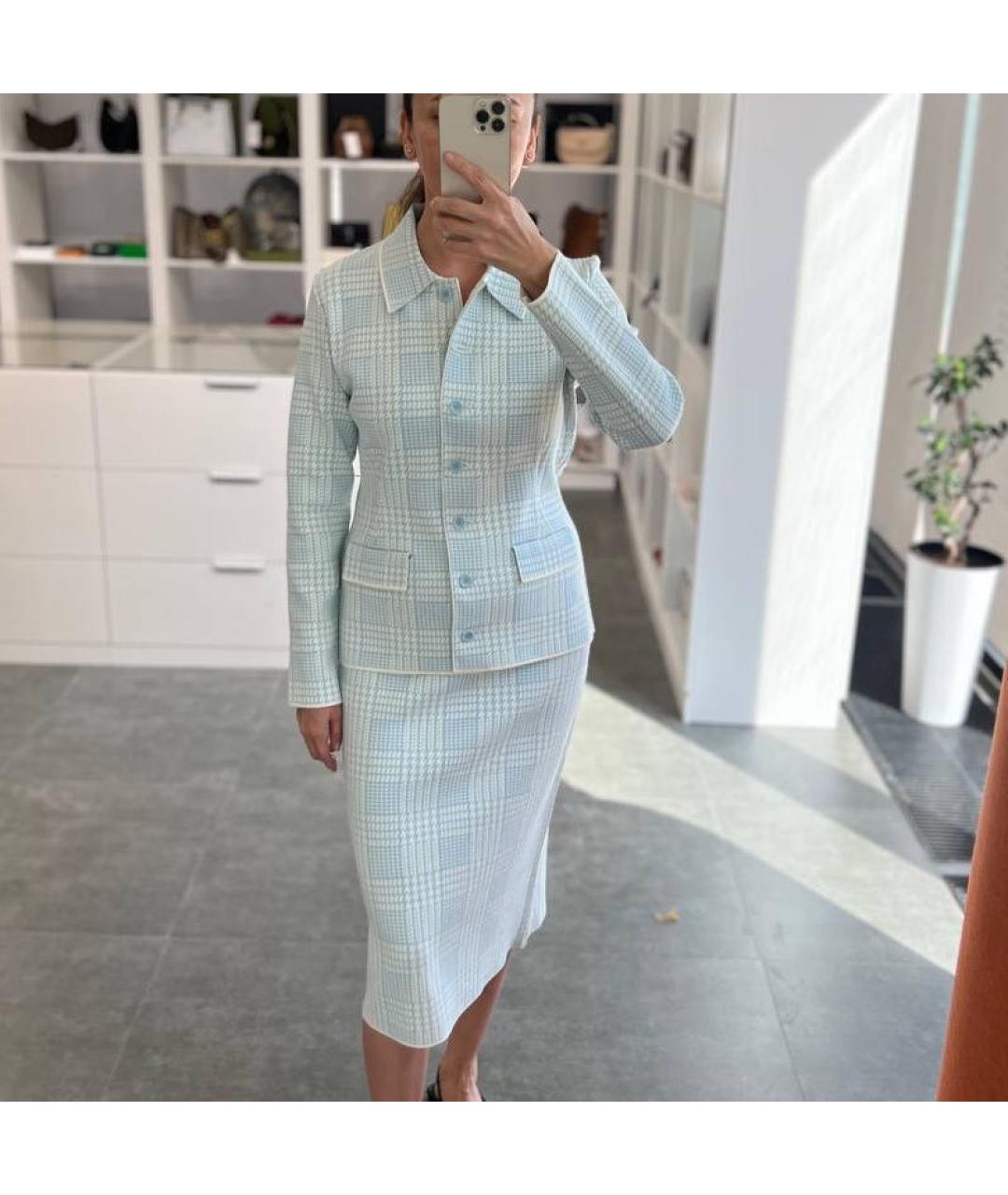 SPORTMAX Голубой вискозный костюм с юбками, фото 3