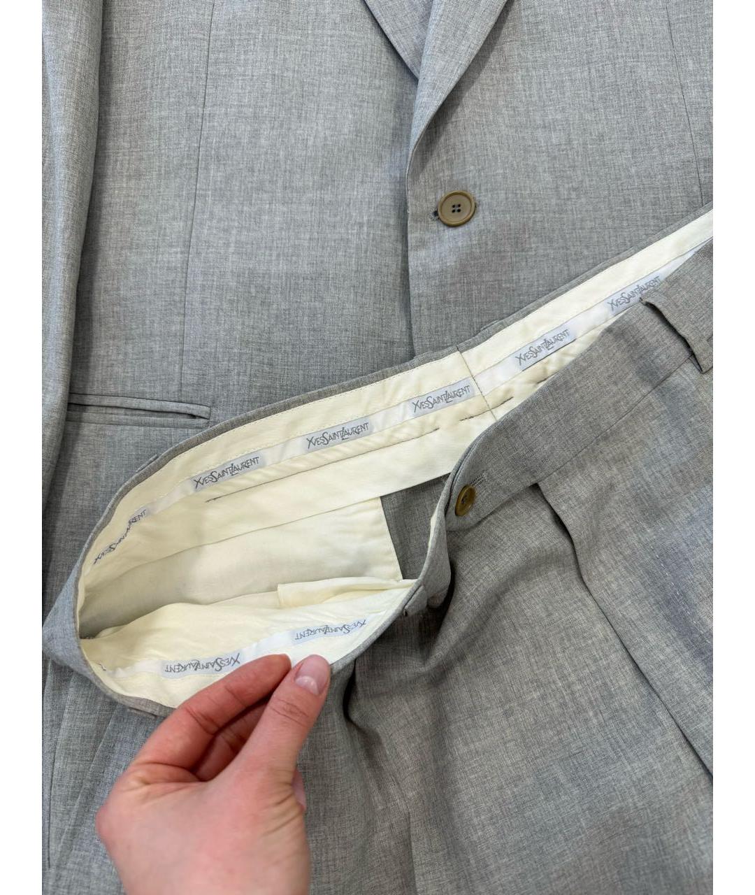 SAINT LAURENT Серый классический костюм, фото 4