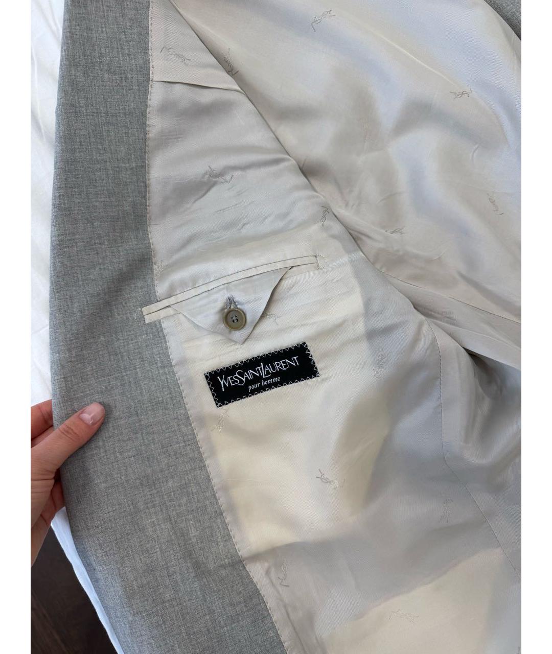 SAINT LAURENT Серый классический костюм, фото 8