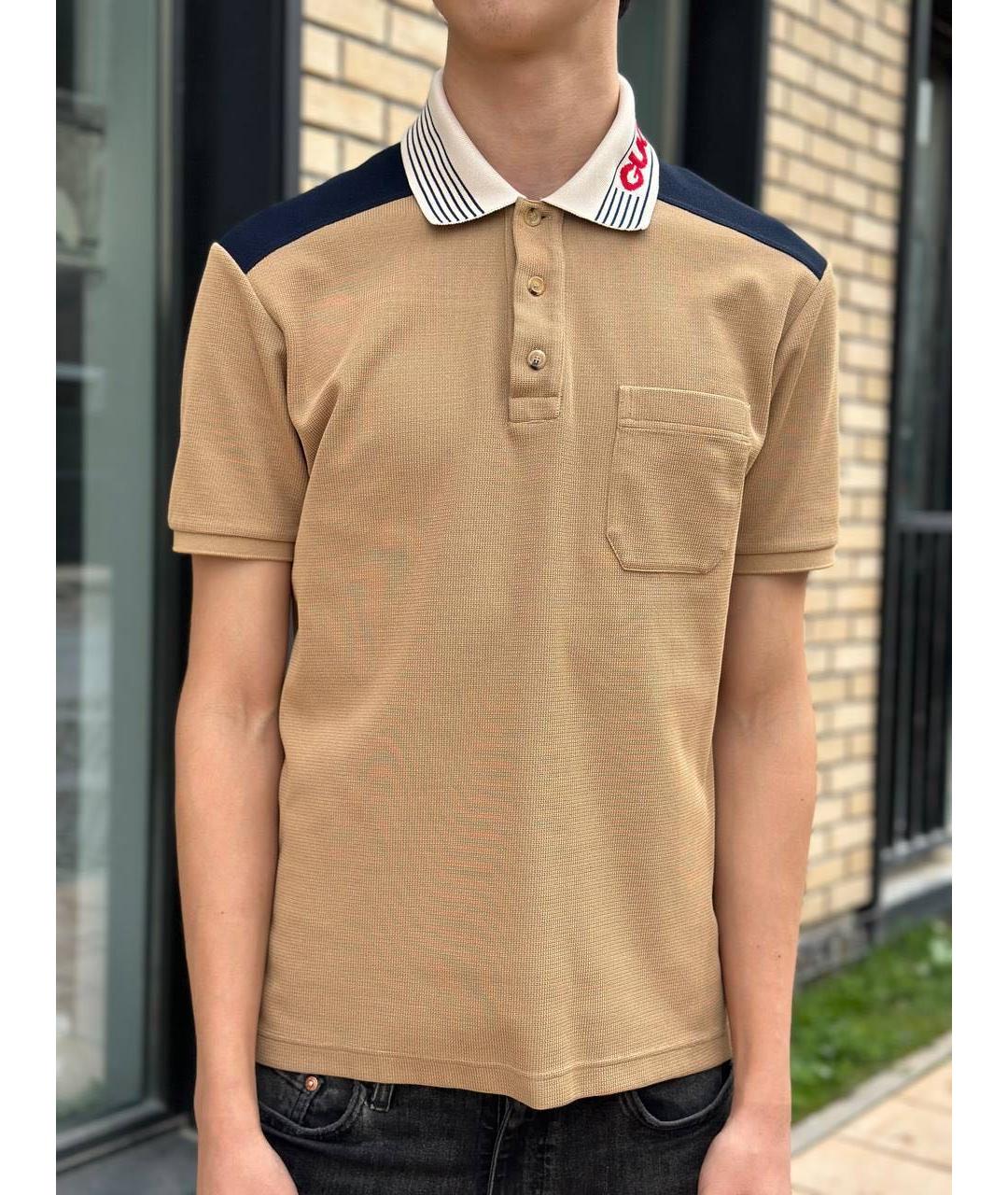 GUCCI Бежевое поло с коротким рукавом, фото 4