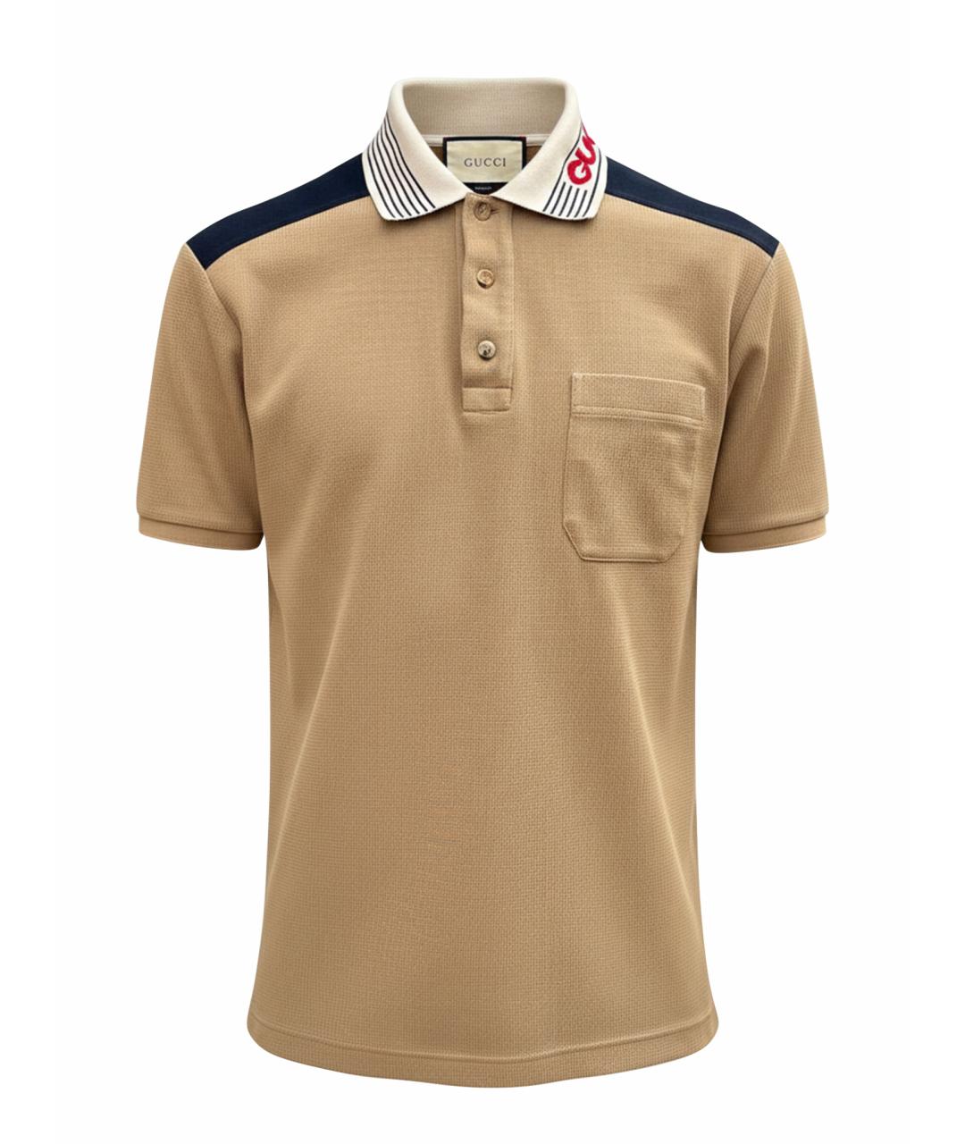 GUCCI Бежевое поло с коротким рукавом, фото 1