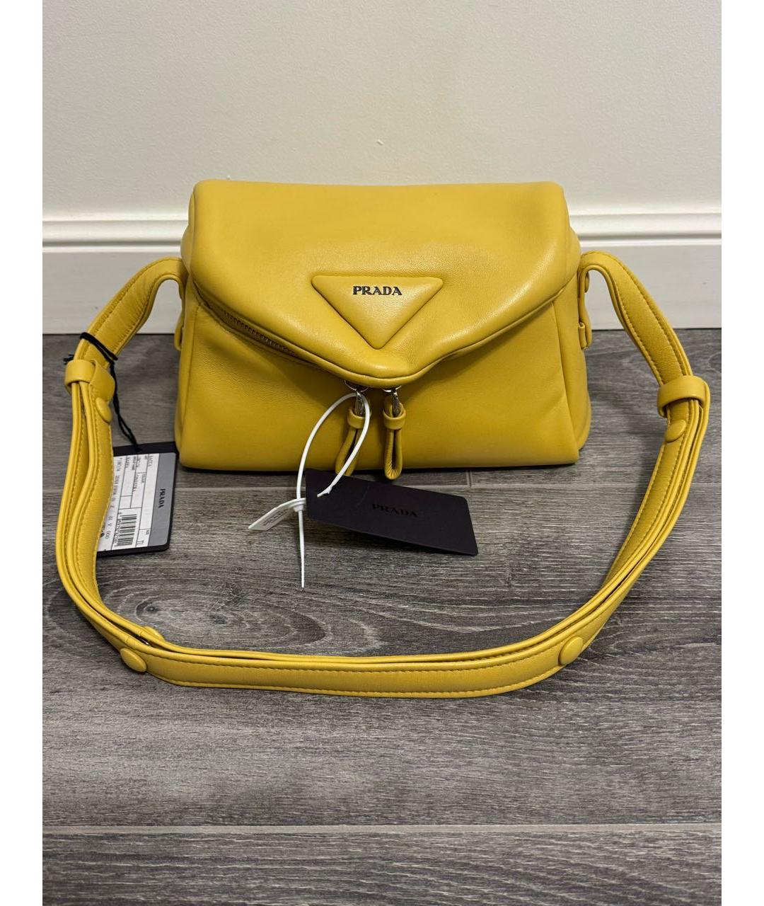 PRADA Горчичная кожаная сумка через плечо, фото 9