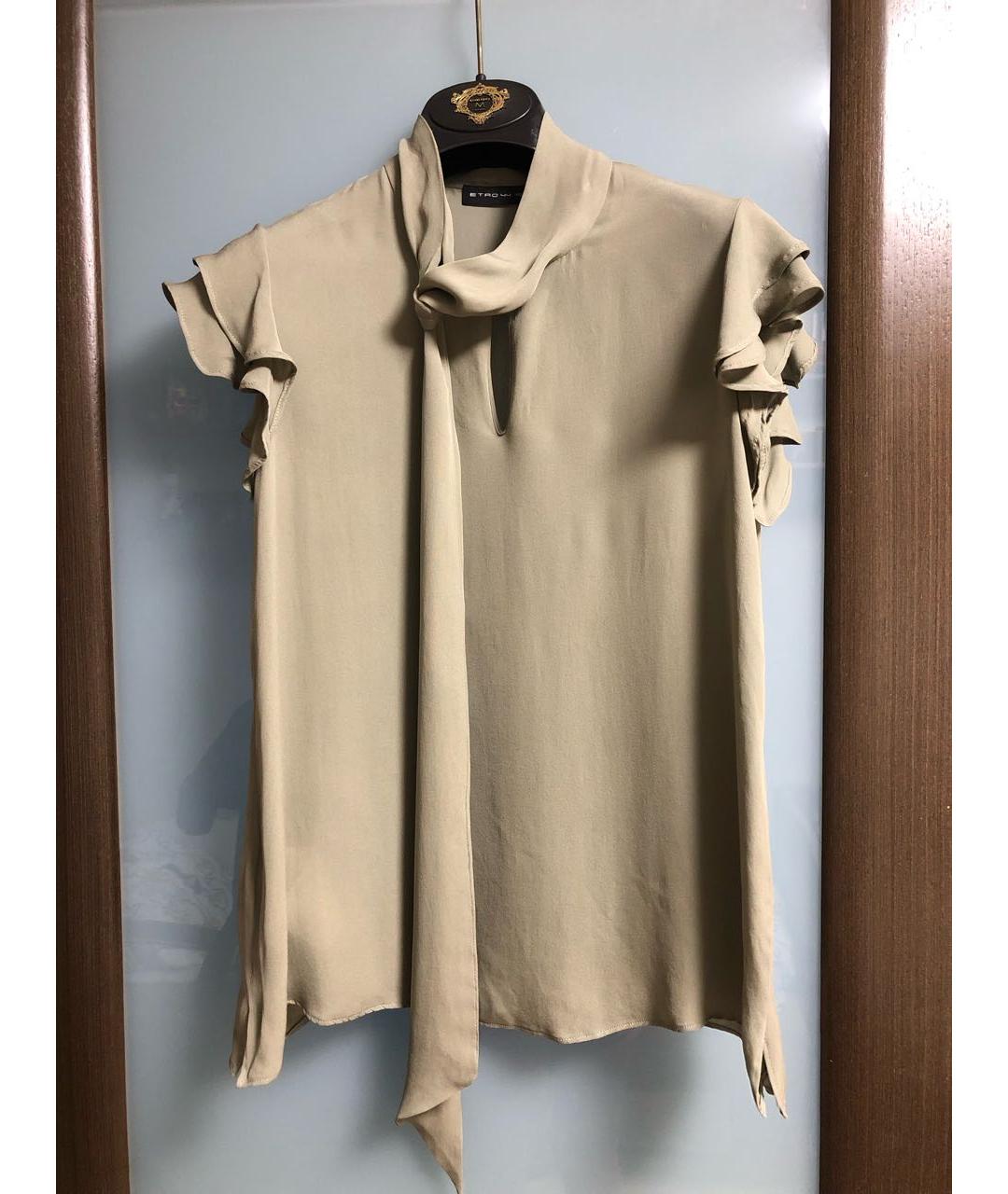 ETRO Хаки шелковая блузы, фото 7