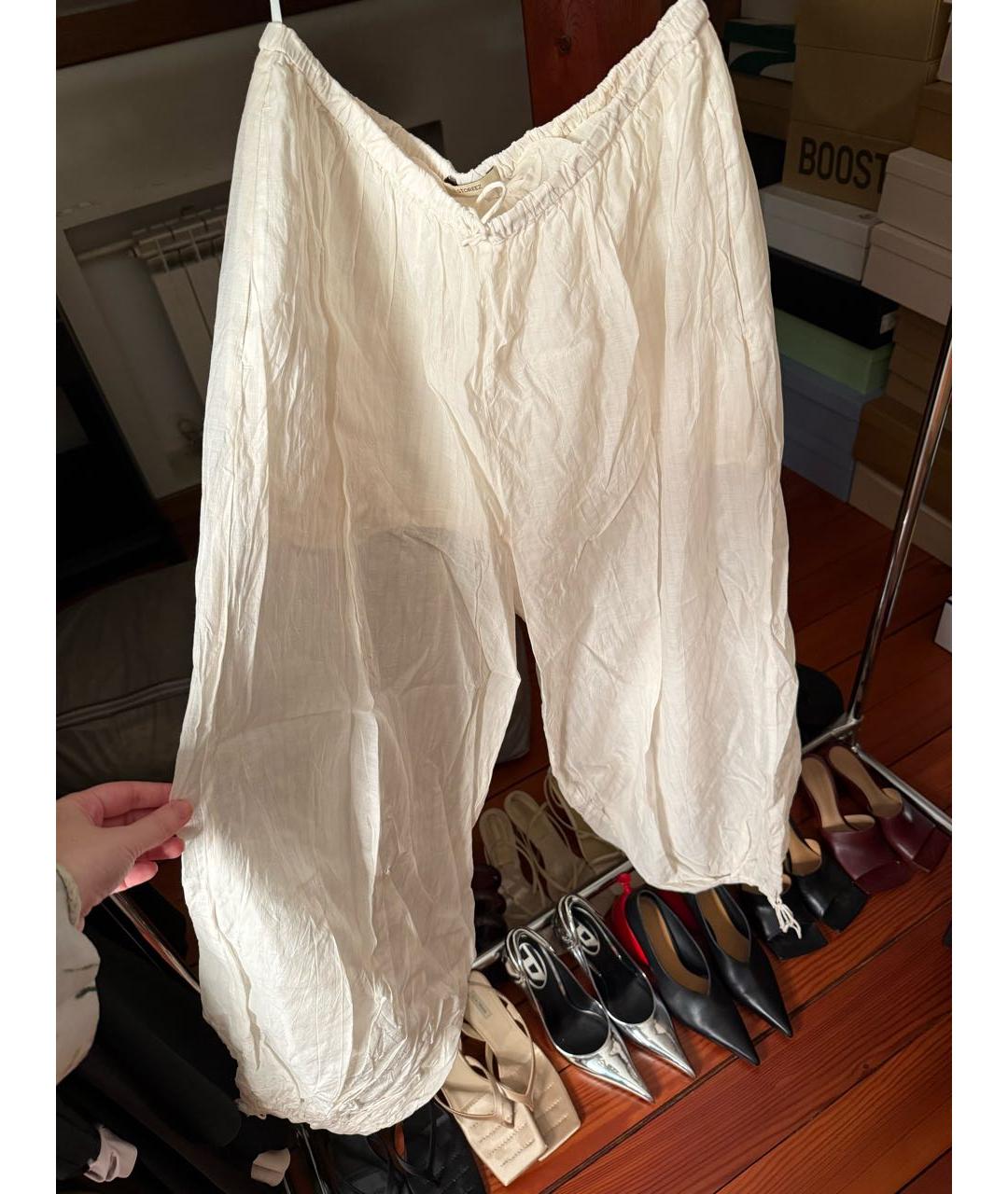 12 STOREEZ Белые хлопковые брюки широкие, фото 7