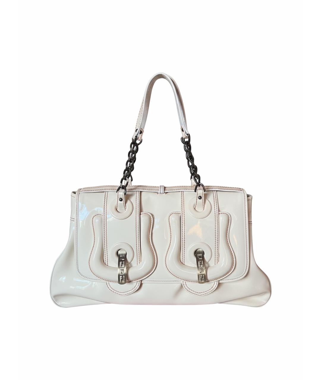 FENDI Бежевая сумка через плечо из лакированной кожи, фото 1