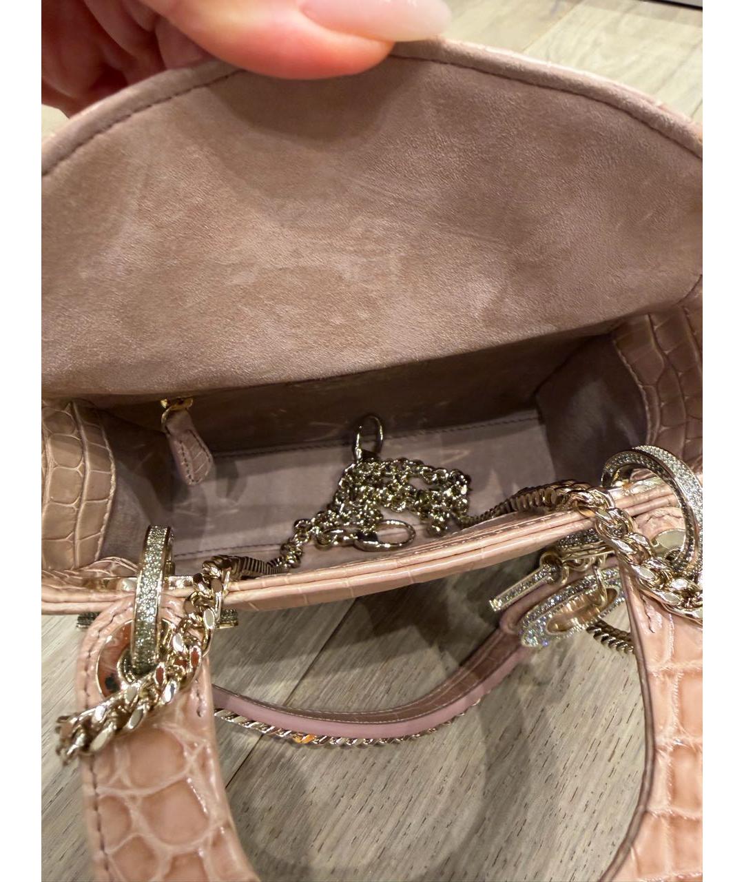 CHRISTIAN DIOR Розовая сумка с короткими ручками из экзотической кожи, фото 5