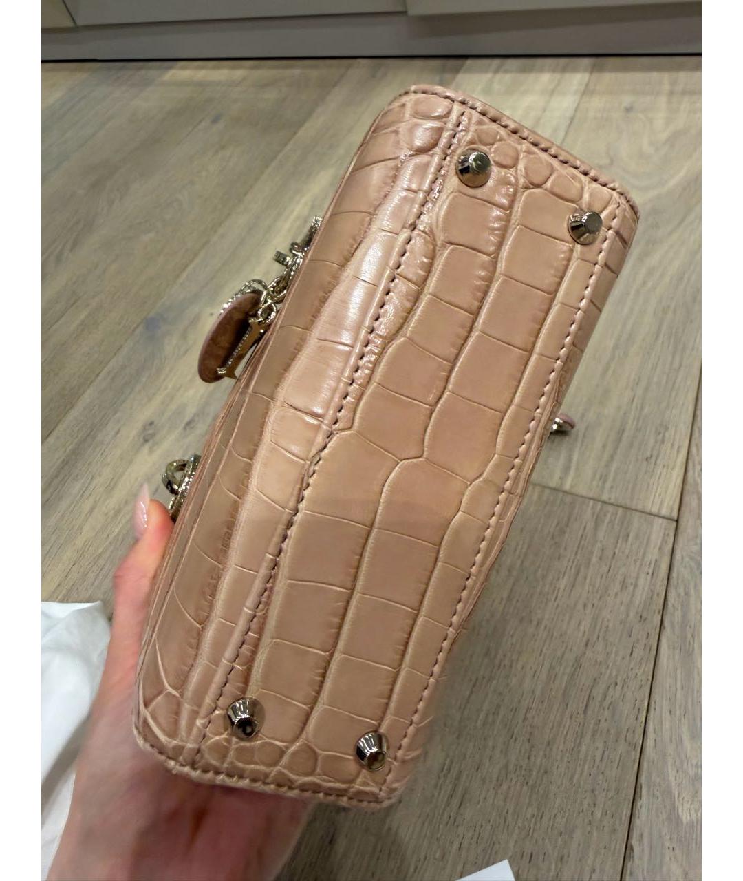 CHRISTIAN DIOR Розовая сумка с короткими ручками из экзотической кожи, фото 4