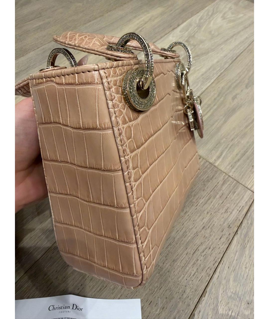 CHRISTIAN DIOR Розовая сумка с короткими ручками из экзотической кожи, фото 3