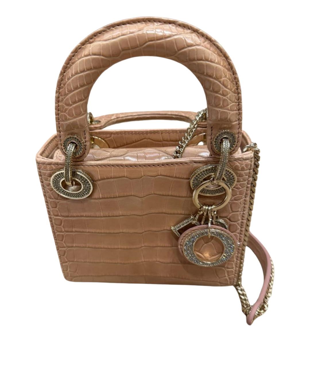CHRISTIAN DIOR Розовая сумка с короткими ручками из экзотической кожи, фото 1