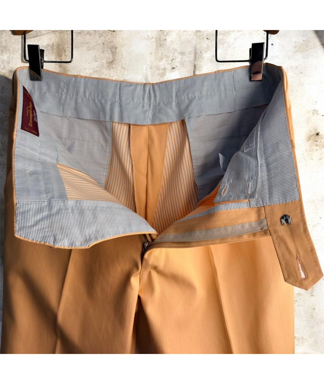 ERMENEGILDO ZEGNA XXX Оранжевое хлопковые классические брюки, фото 6