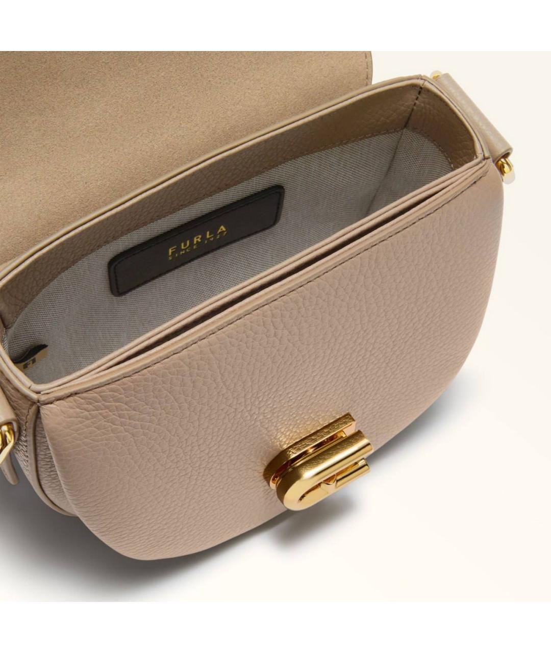 FURLA Бежевая кожаная сумка через плечо, фото 3