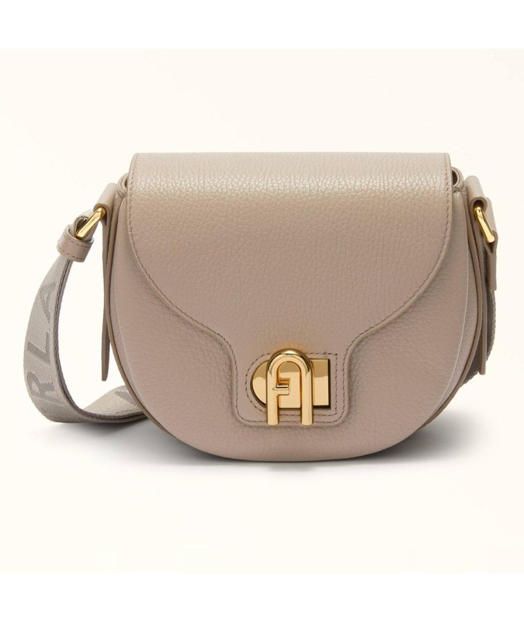 FURLA Бежевая кожаная сумка через плечо, фото 7