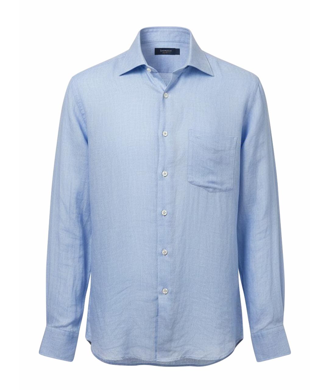 FINAMORE Голубая льняная классическая рубашка, фото 1