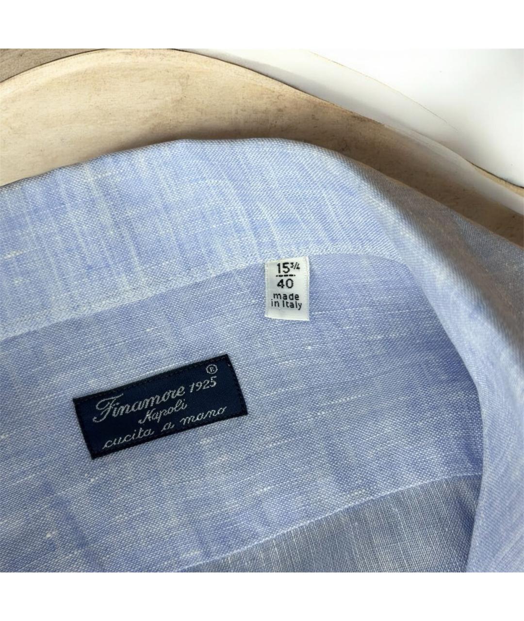 FINAMORE Голубая льняная классическая рубашка, фото 8