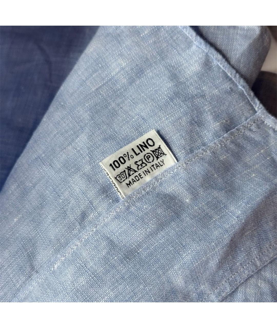 FINAMORE Голубая льняная классическая рубашка, фото 7