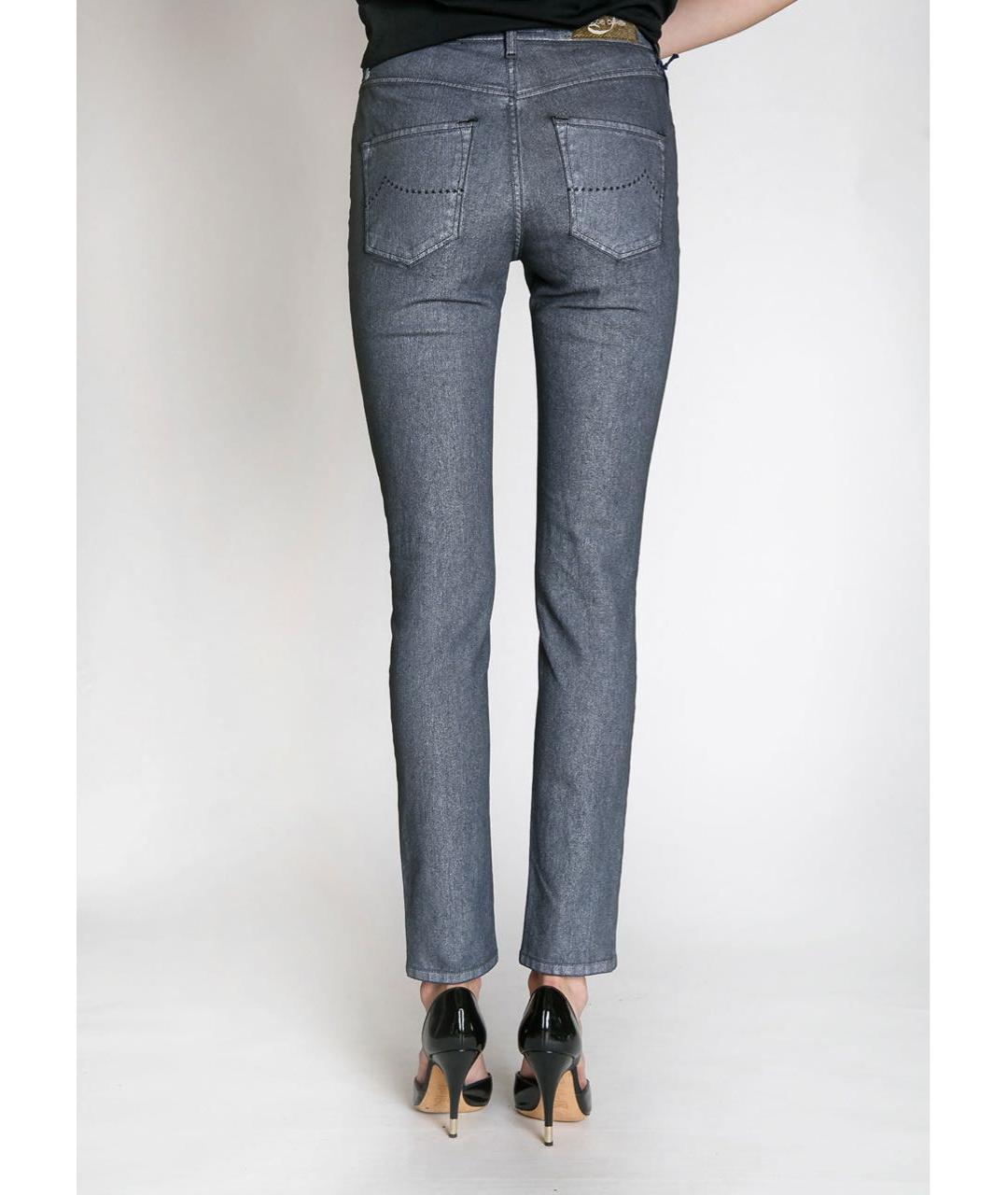 JACOB COHEN Серебряные хлопко-полиэстеровые джинсы слим, фото 3