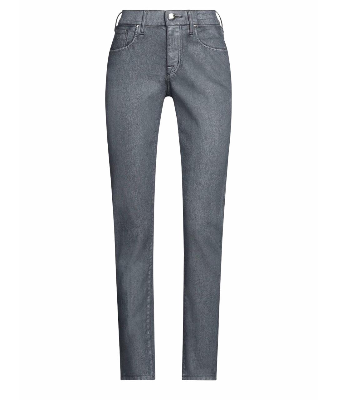 JACOB COHEN Серебряные хлопко-полиэстеровые джинсы слим, фото 1