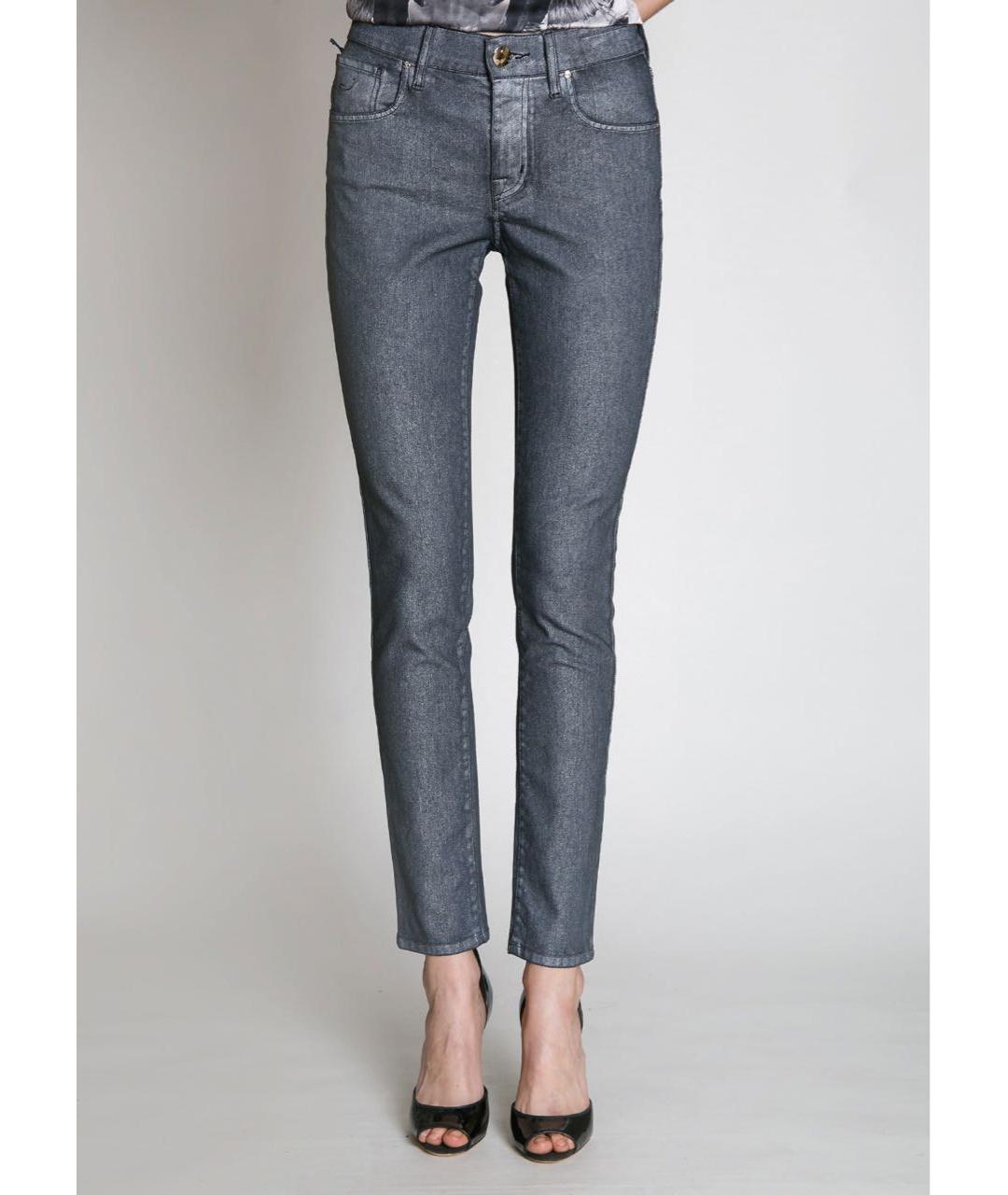 JACOB COHEN Серебряные хлопко-полиэстеровые джинсы слим, фото 2