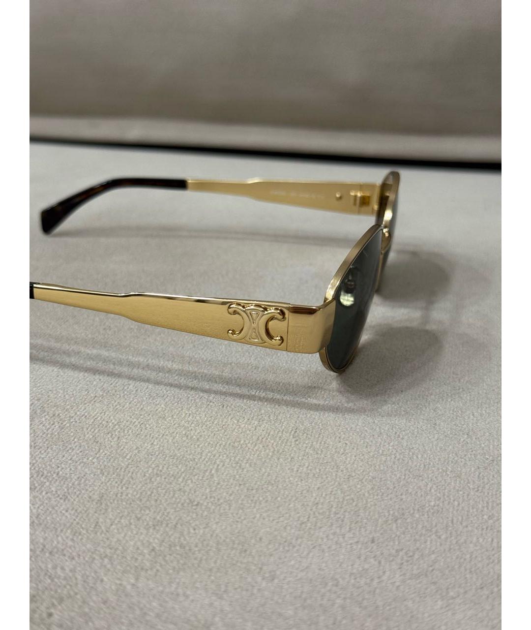 CELINE Золотые металлические солнцезащитные очки, фото 3