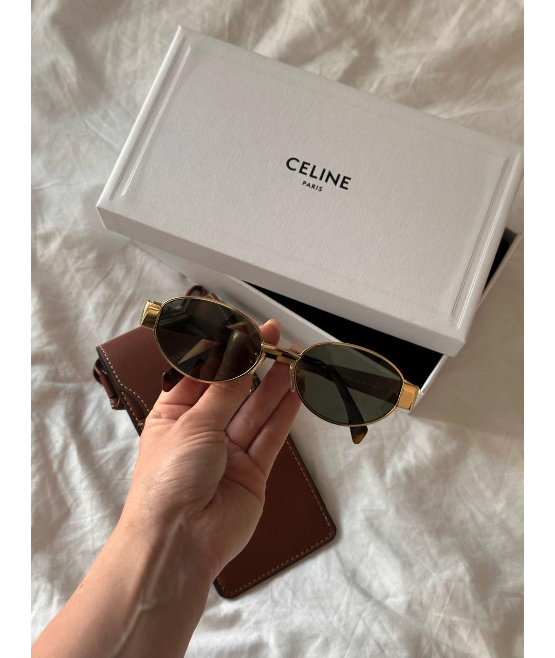 CELINE Золотые металлические солнцезащитные очки, фото 6