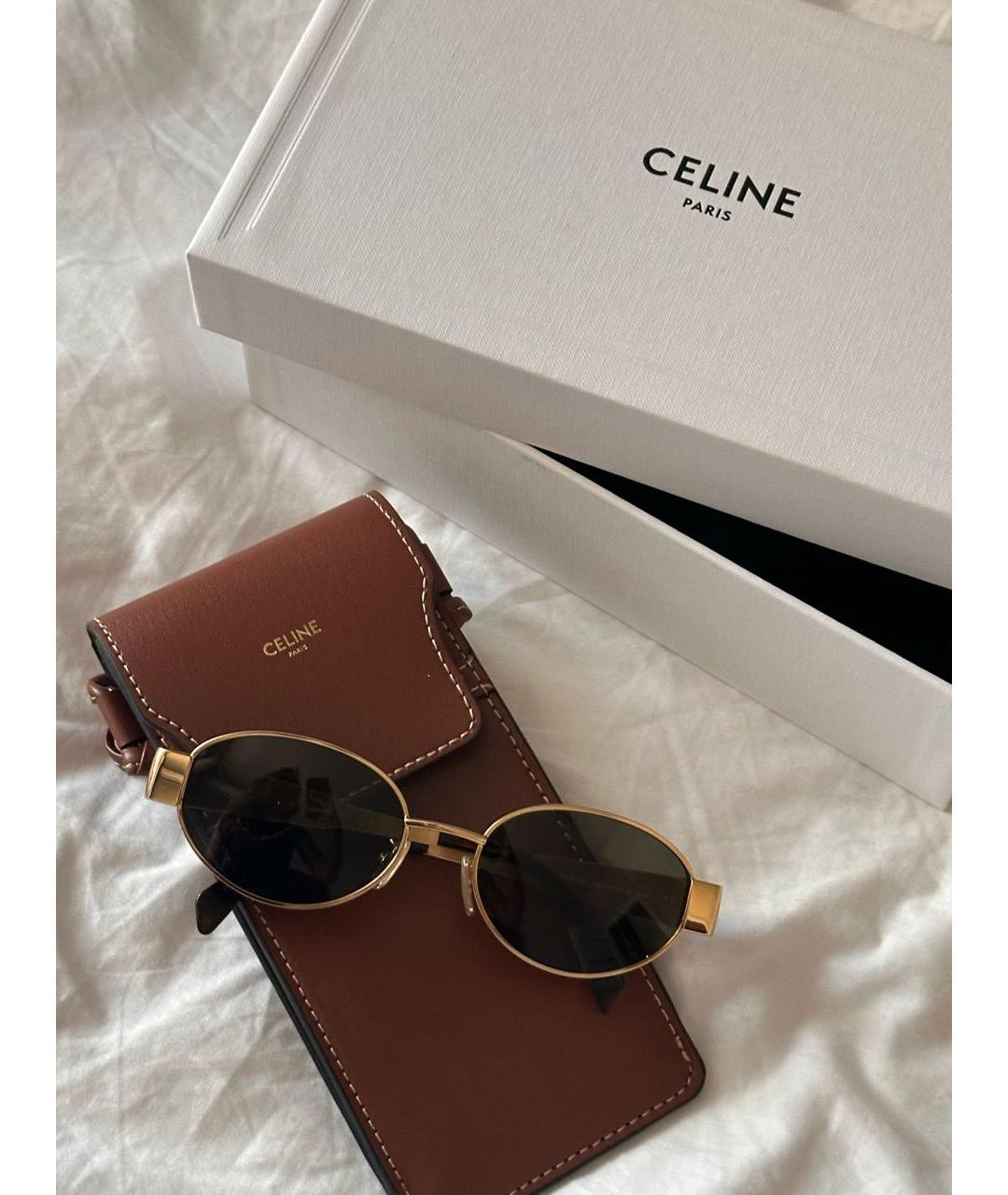 CELINE Золотые металлические солнцезащитные очки, фото 5