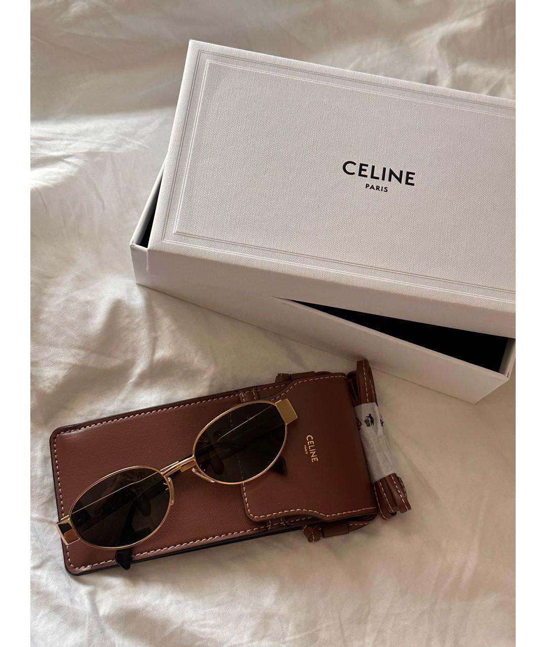 CELINE Золотые металлические солнцезащитные очки, фото 4