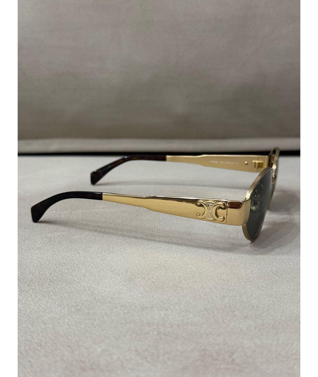 CELINE Золотые металлические солнцезащитные очки, фото 2
