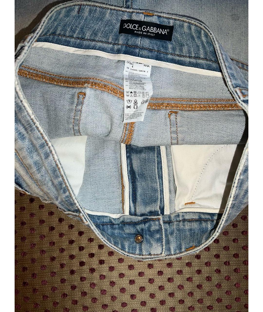 DOLCE&GABBANA Голубая деним юбка мини, фото 6