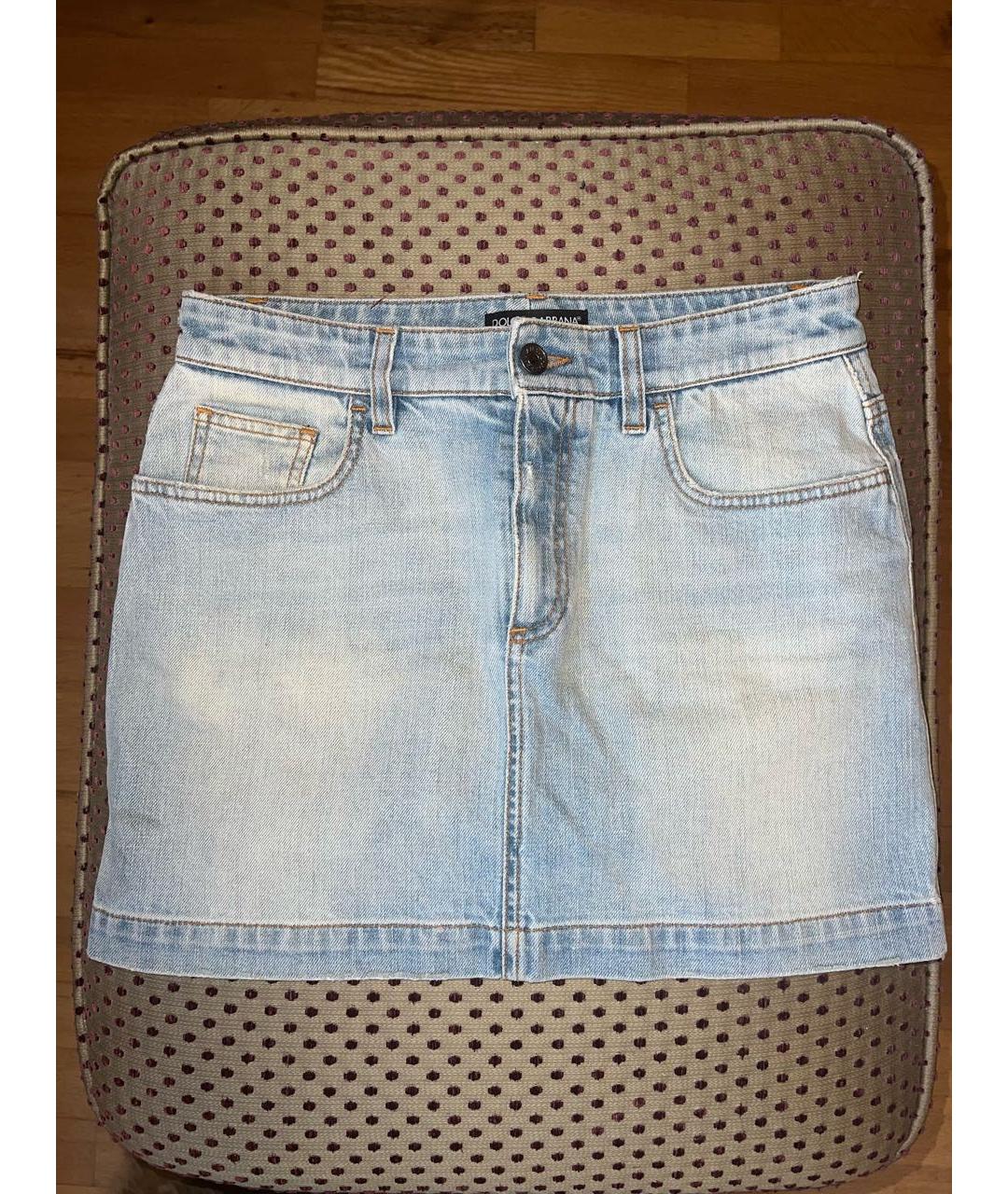 DOLCE&GABBANA Голубая деним юбка мини, фото 8