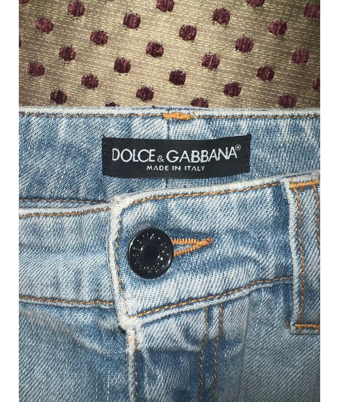 DOLCE&GABBANA Голубая деним юбка мини, фото 5