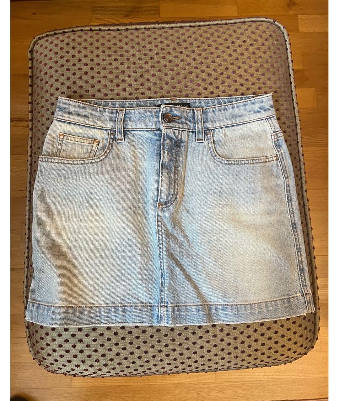 DOLCE&GABBANA Голубая деним юбка мини, фото 2