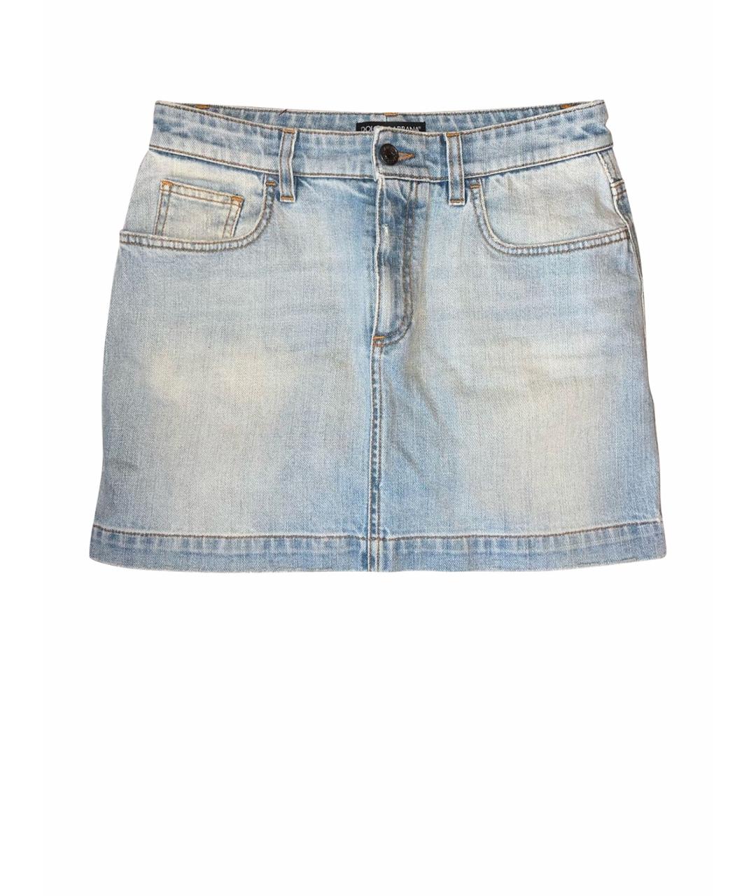 DOLCE&GABBANA Голубая деним юбка мини, фото 1