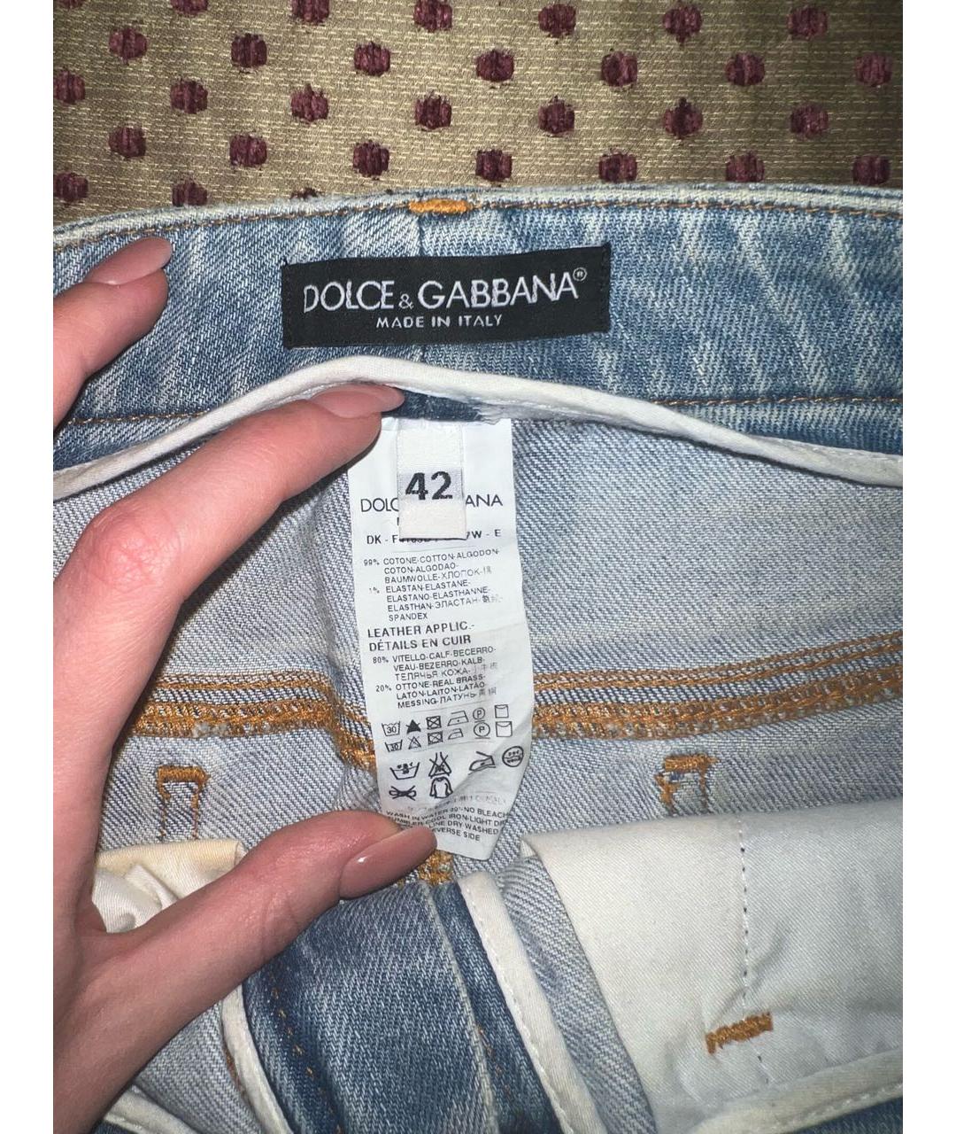 DOLCE&GABBANA Голубая деним юбка мини, фото 4