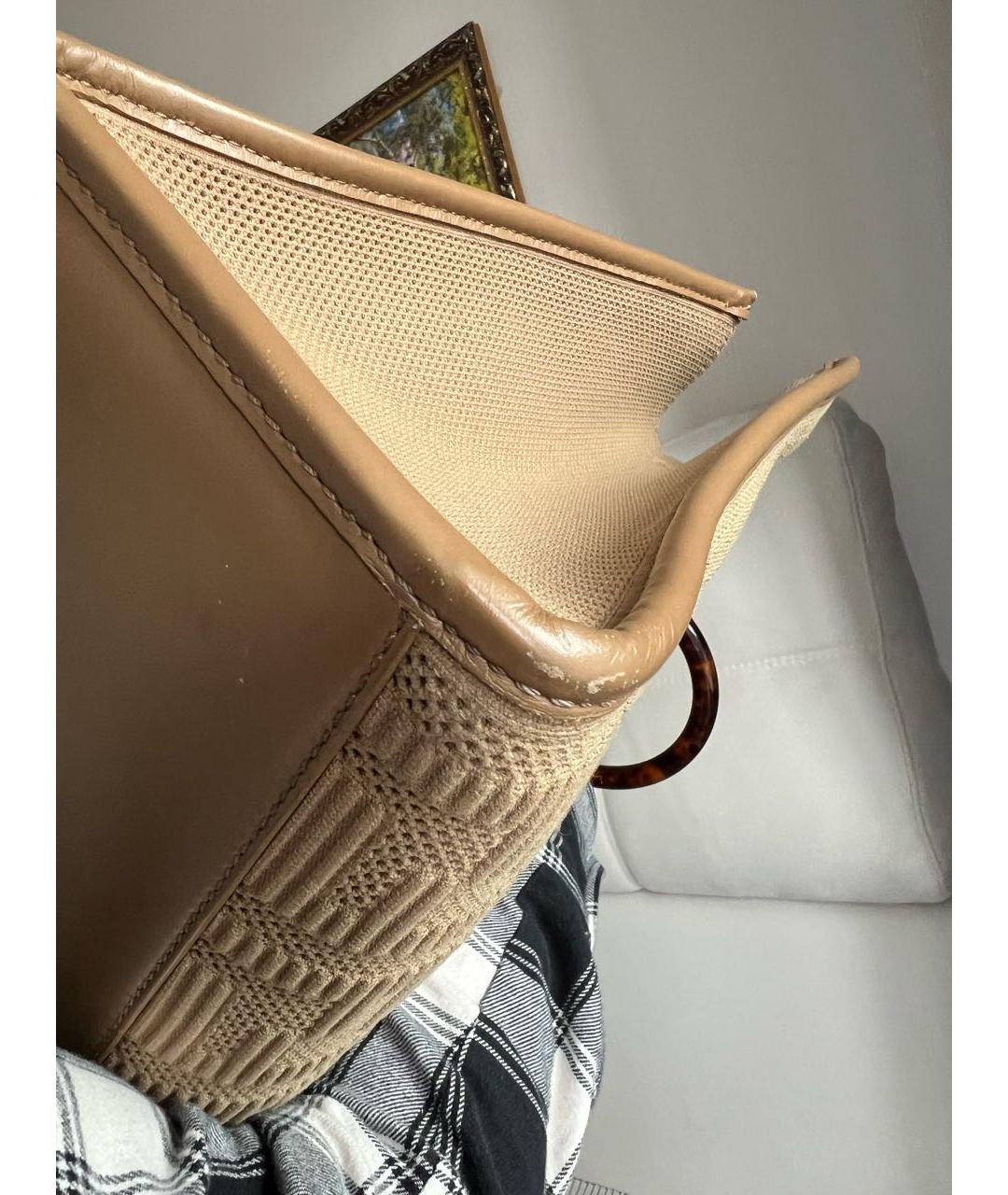 FENDI Бежевая тканевая сумка тоут, фото 6