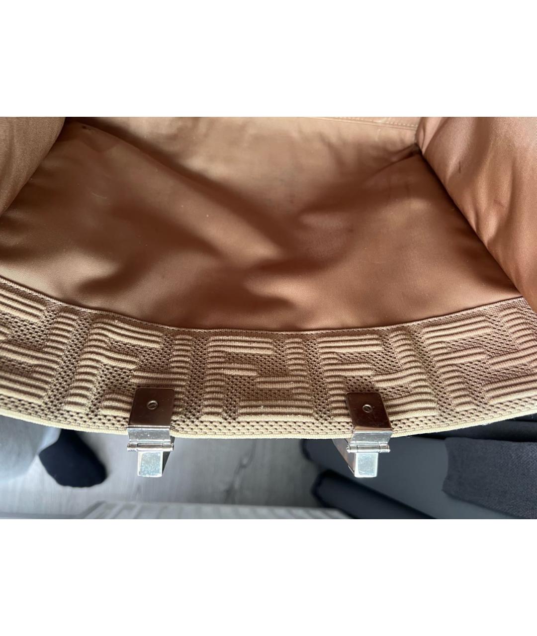 FENDI Бежевая тканевая сумка тоут, фото 7