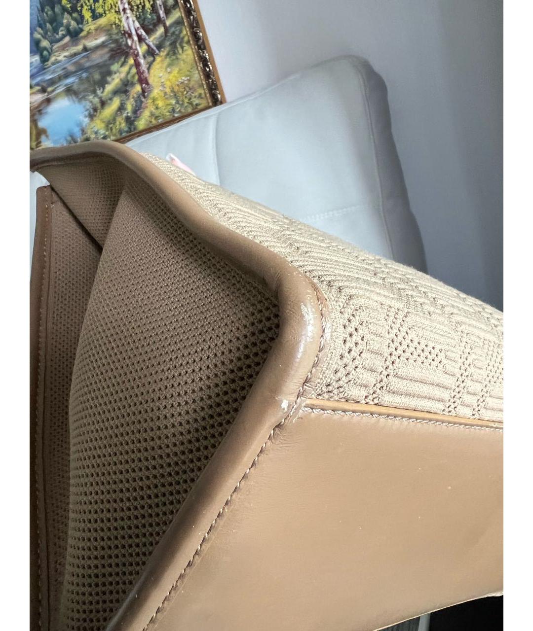 FENDI Бежевая тканевая сумка тоут, фото 5