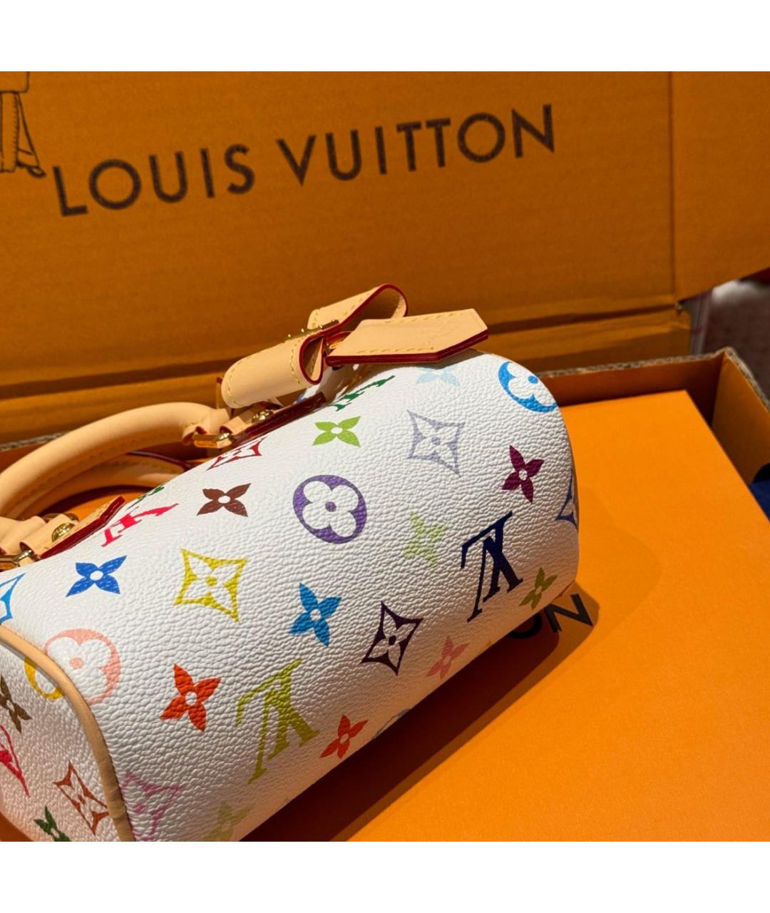 LOUIS VUITTON Белая кожаная сумка с короткими ручками, фото 3