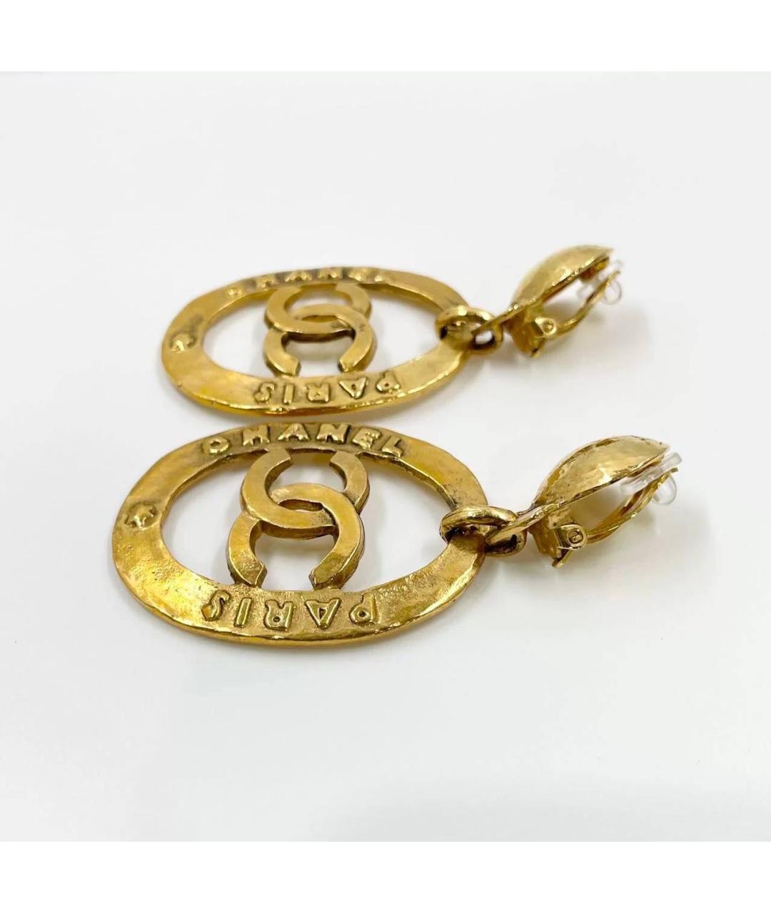 CHANEL Золотые металлические клипсы, фото 3
