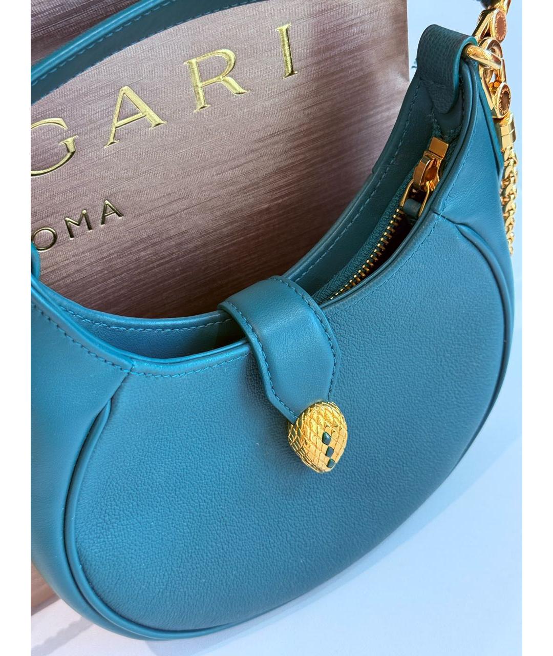 BVLGARI Зеленая кожаная сумка через плечо, фото 3