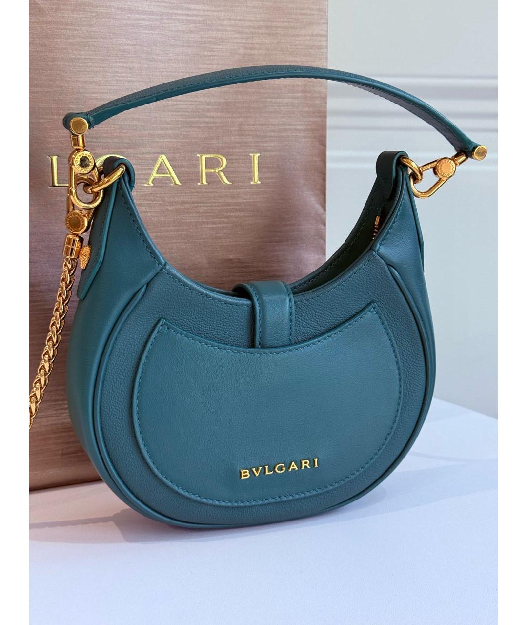 BVLGARI Зеленая кожаная сумка через плечо, фото 2
