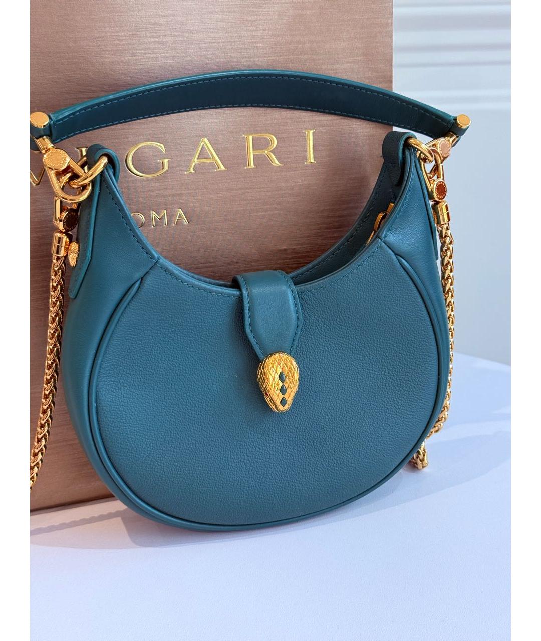 BVLGARI Зеленая кожаная сумка через плечо, фото 4