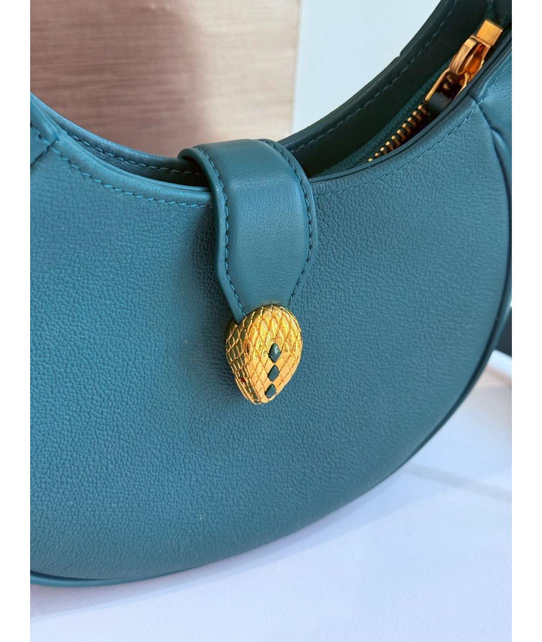 BVLGARI Зеленая кожаная сумка через плечо, фото 6