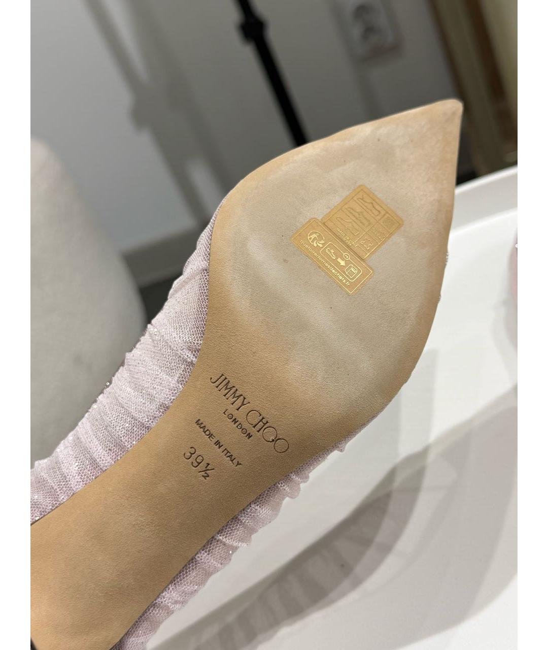 JIMMY CHOO Фиолетовые текстильные лодочки на низком каблуке, фото 5